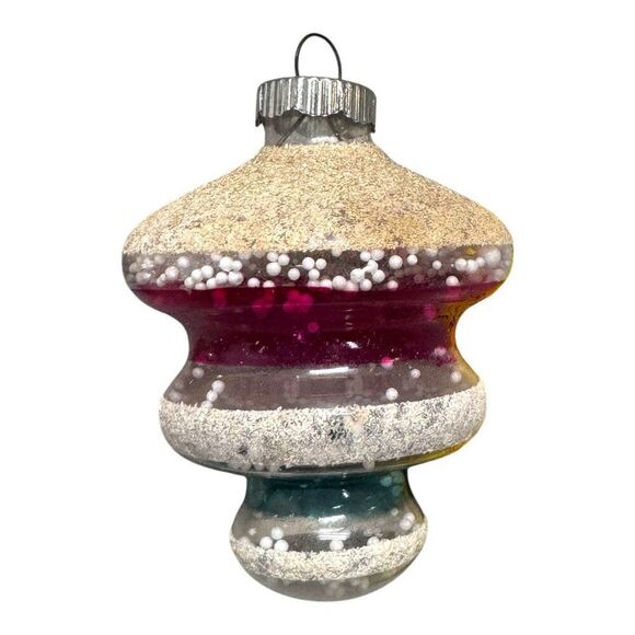 Vintage Shiny Brite Striped Mercury UFO Lantern Tornado Atom Atomic Ornament Lot - Picture 9 of 13